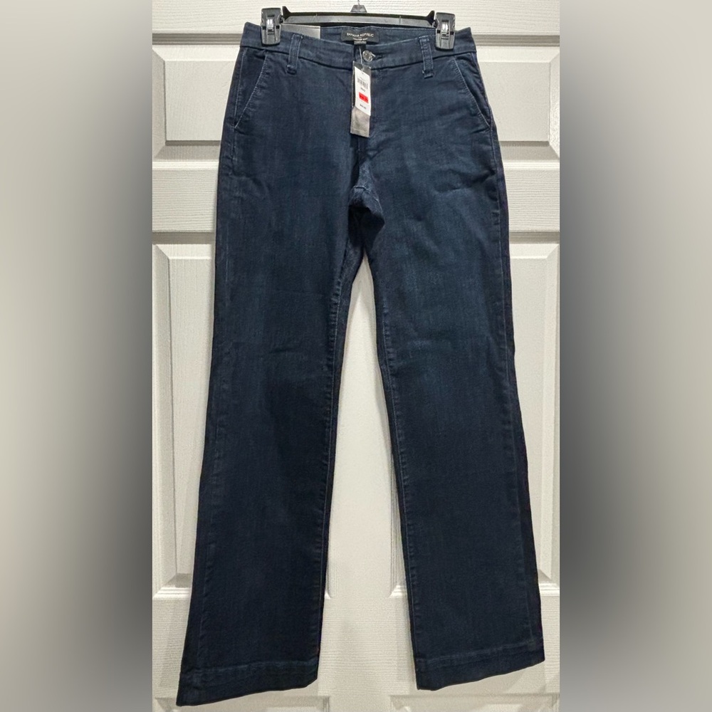 Banana Republic wide-leg Mid Rise Dark Denim trousers size 26/2 NWT Work Church